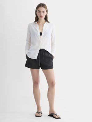 The Drawstring Boxer Short in Linen | Black