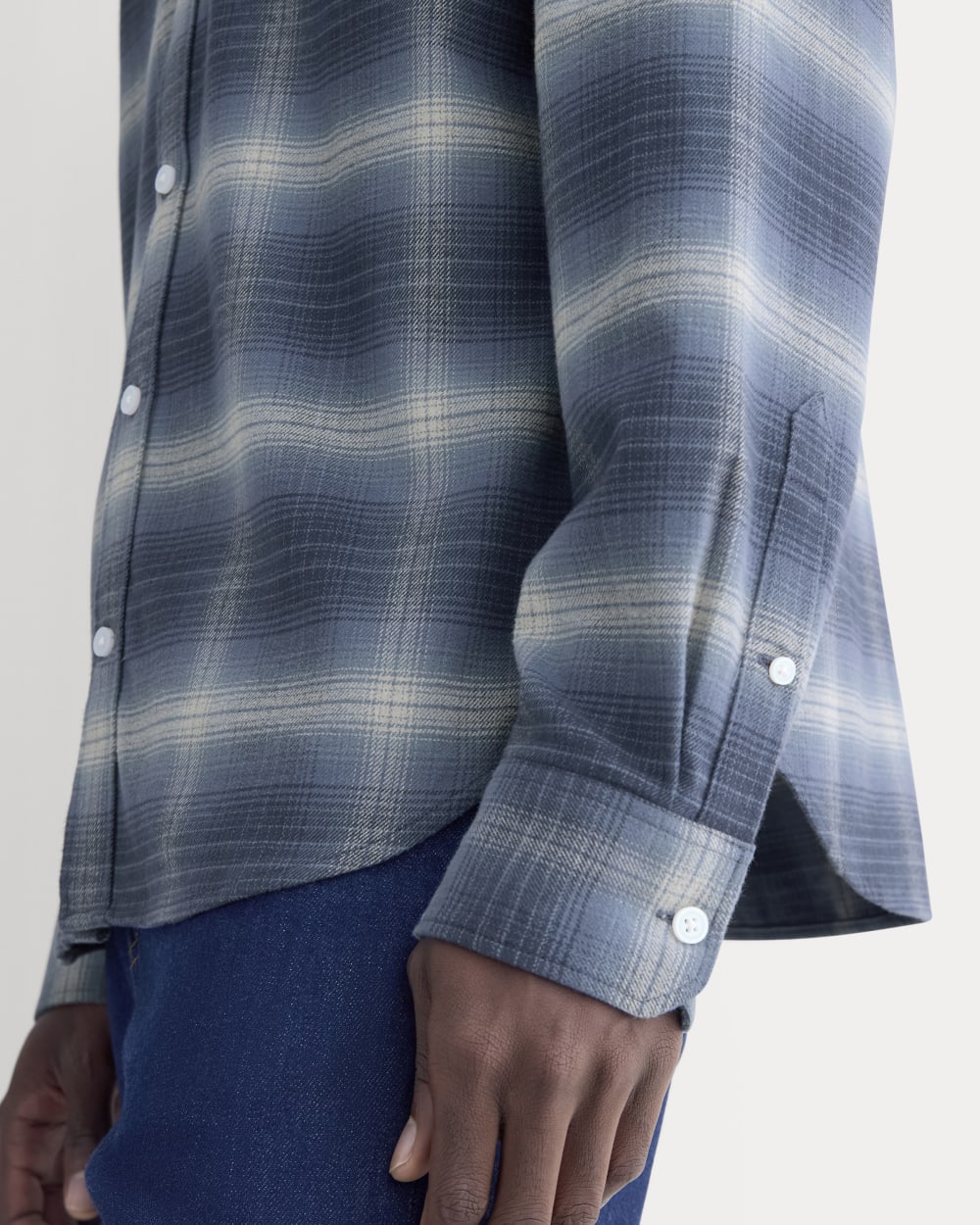 Brushed Flannel Shirt | Blue Ombre Plaid - Image 5