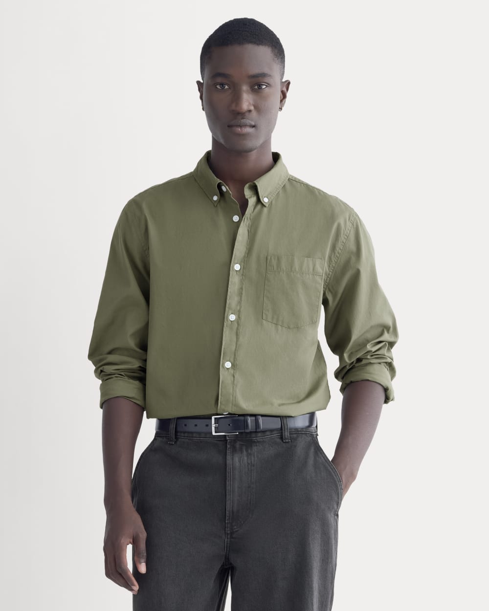 Washed Poplin Shirt | Lichen Green