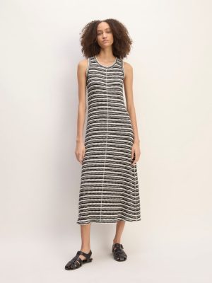 The Rib-Knit A-Line Tank Dress | Bone / Black