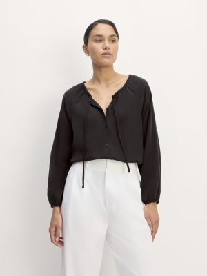 The Gathered Shirt in Butterlite | Black