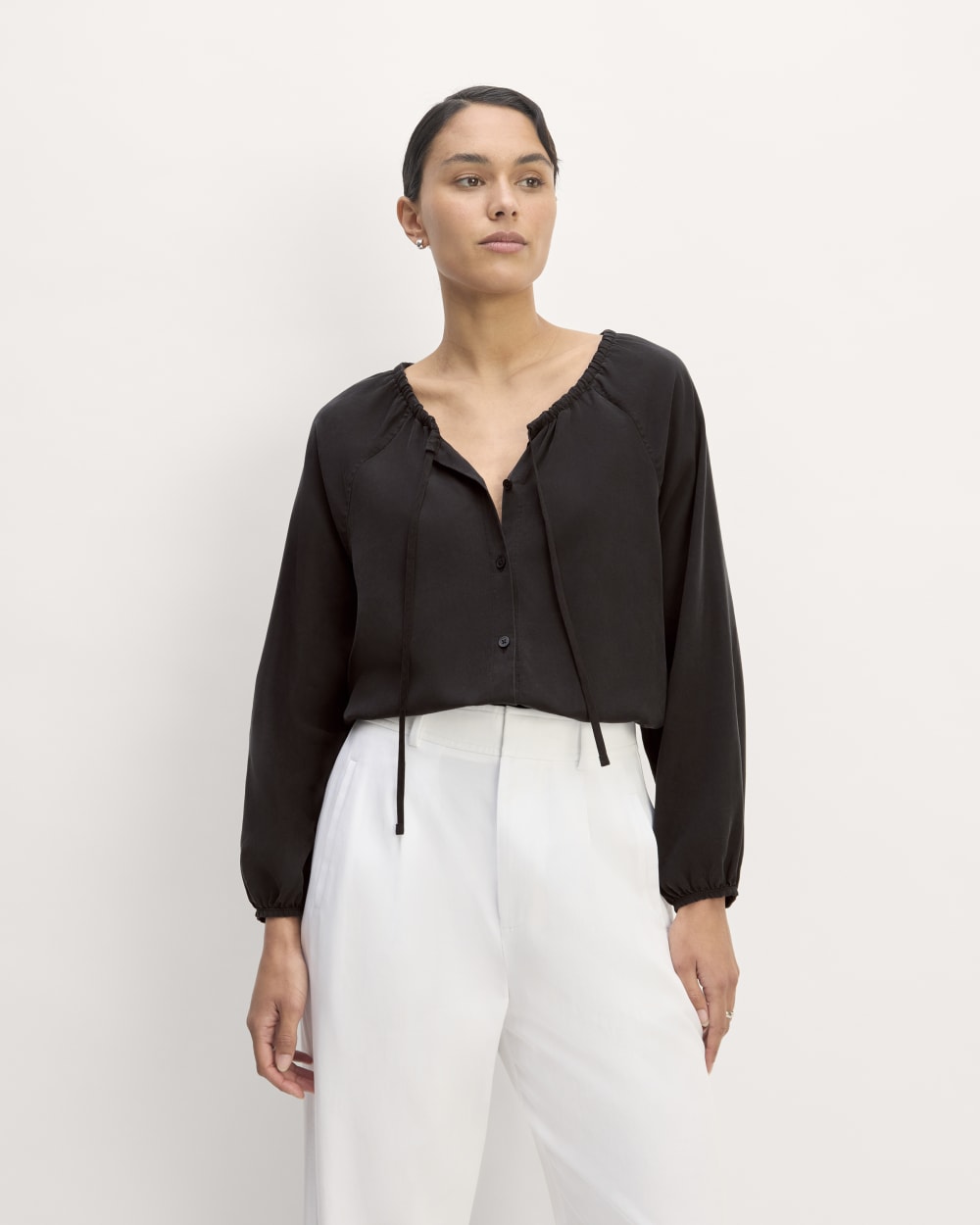 The Gathered Shirt in Butterlite | Black