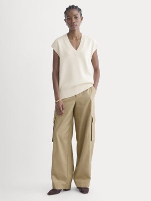 Wide-Leg Cargo Trouser in Buttersmooth | Ash Brown