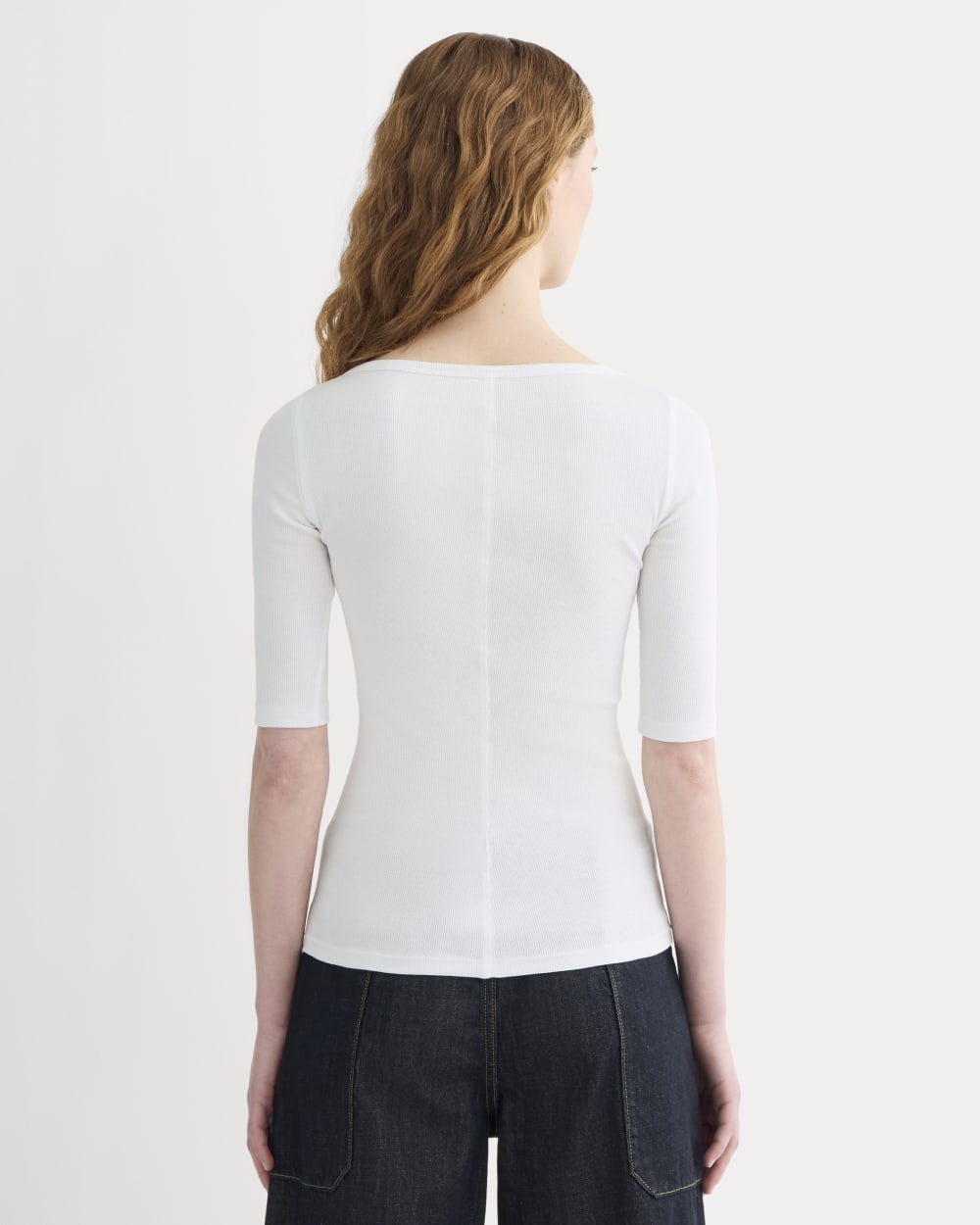 The Luxe Rib Scoop-Neck Tee | White - Image 5