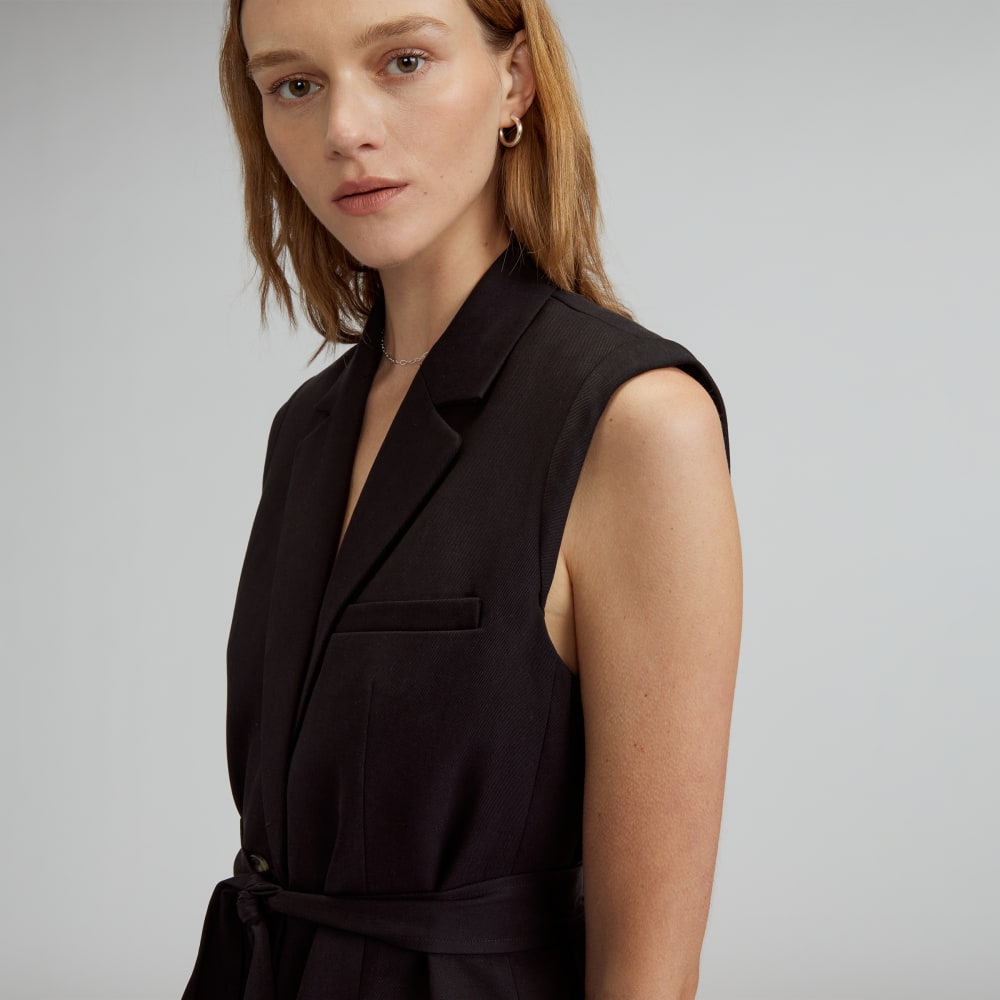 The Sleeveless Blazer in Buttersmooth | Black - Image 4