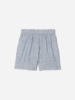 The Linen Boxer Short | Blue / White Pinstripe