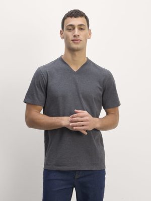 The Essential Organic V-Neck Tee | Heather Deep Navy