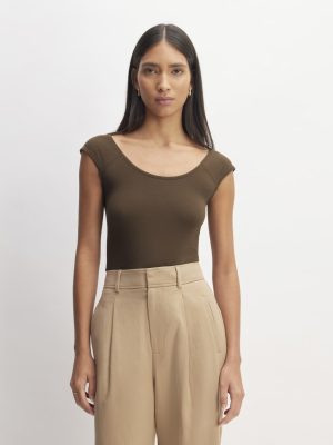 The Supima® Form Cap-Sleeve Tee | Cocoa