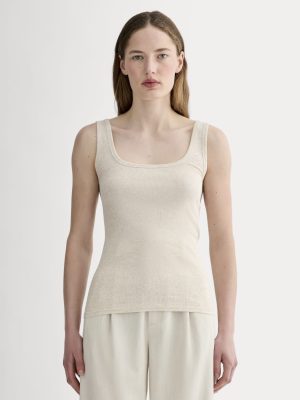 The Luxe Rib Square-Neck Tank | Heathered Oat