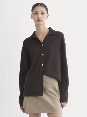 Cashmere Button-Up Shirt | Dark Chocolate