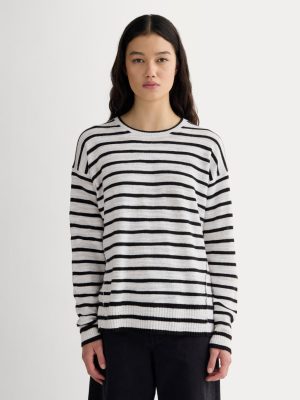 The Slouch Sweater in Cotton Linen | White / Black