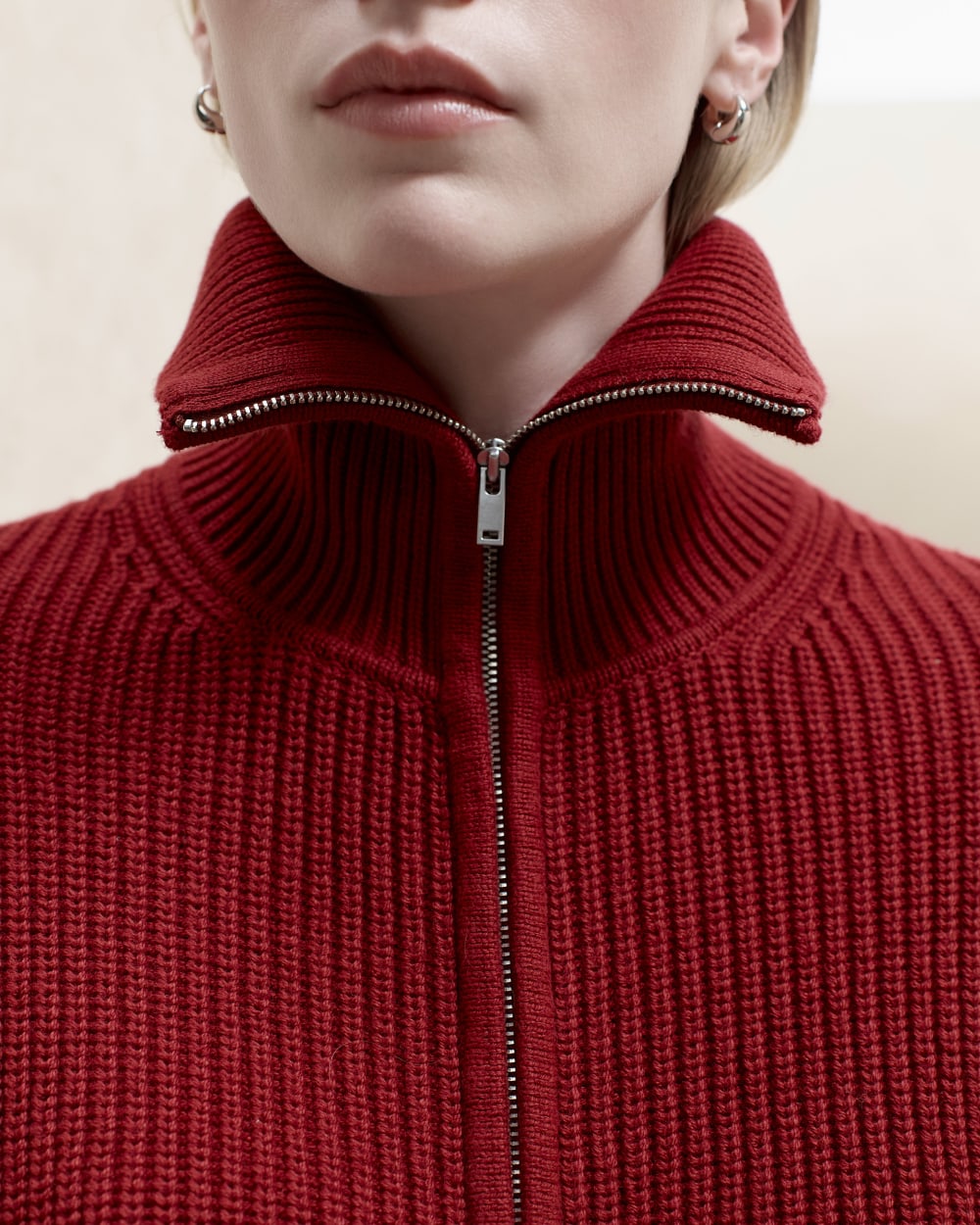 The Full-Zip Sweater in Everyday Cotton | Merlot - Image 7