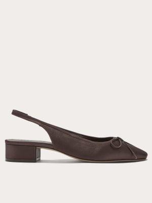 The Ballet Slingback Heel | Deep Brown Satin