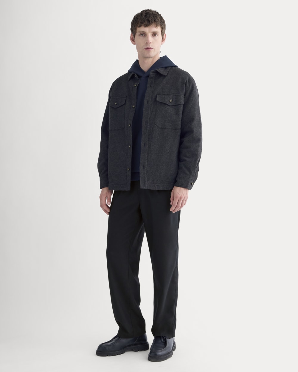 Heavyweight Waffle Twill Overshirt | Heather Charcoal - Image 3