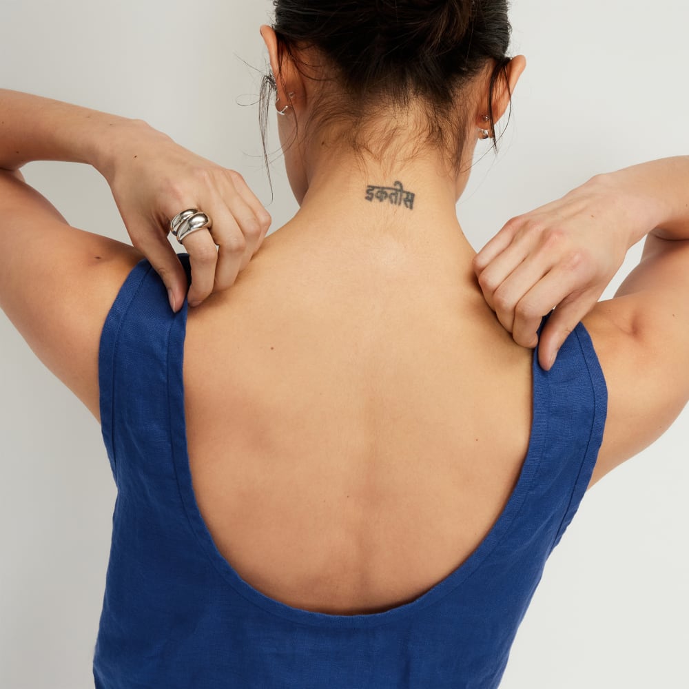 The Scoop Tank in Linen | Mazarine Blue - Image 5