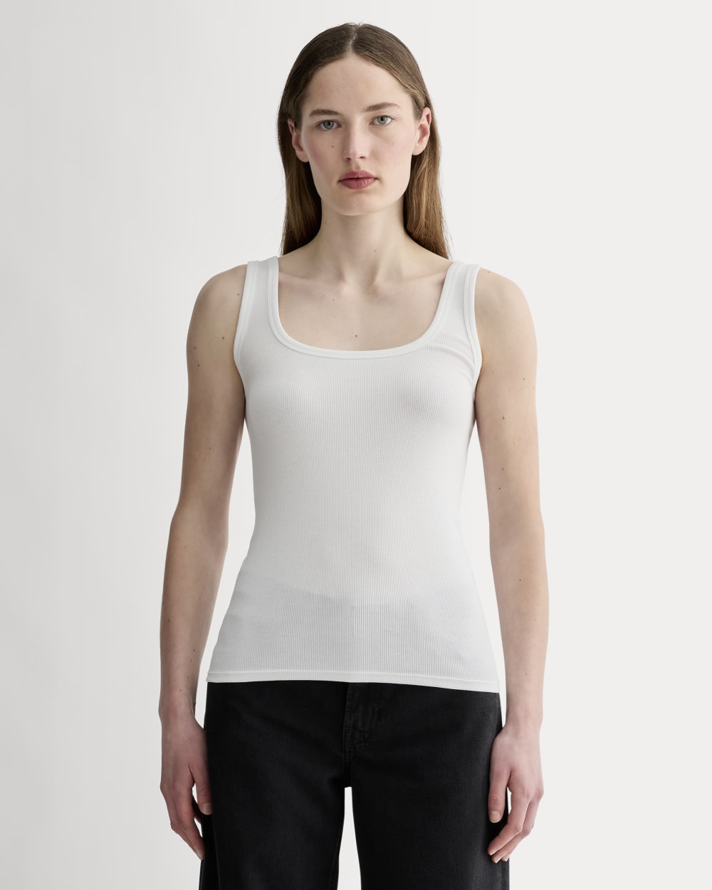 The Luxe Rib Square-Neck Tank | White
