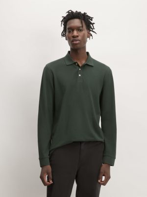 The Long-Sleeve Pique Polo | Scarab