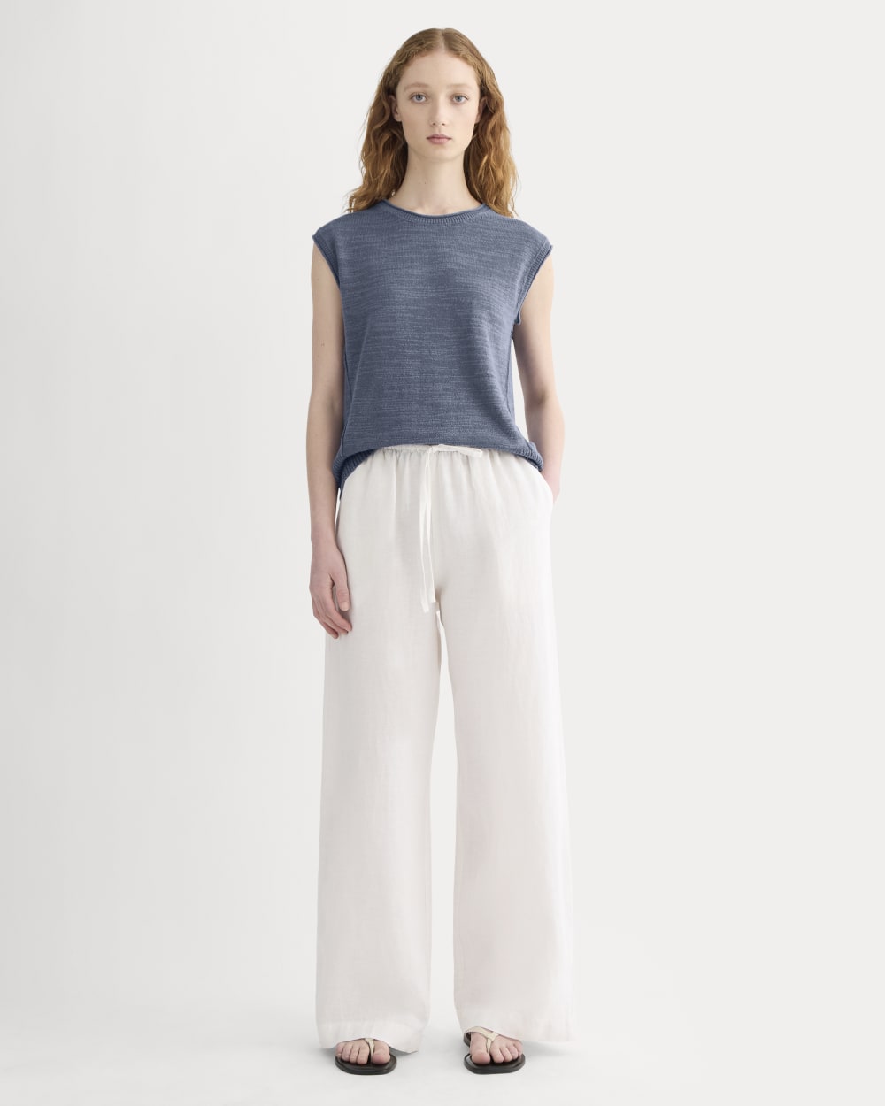 The Muscle Sweater in Cotton Linen | Indigo - Image 3