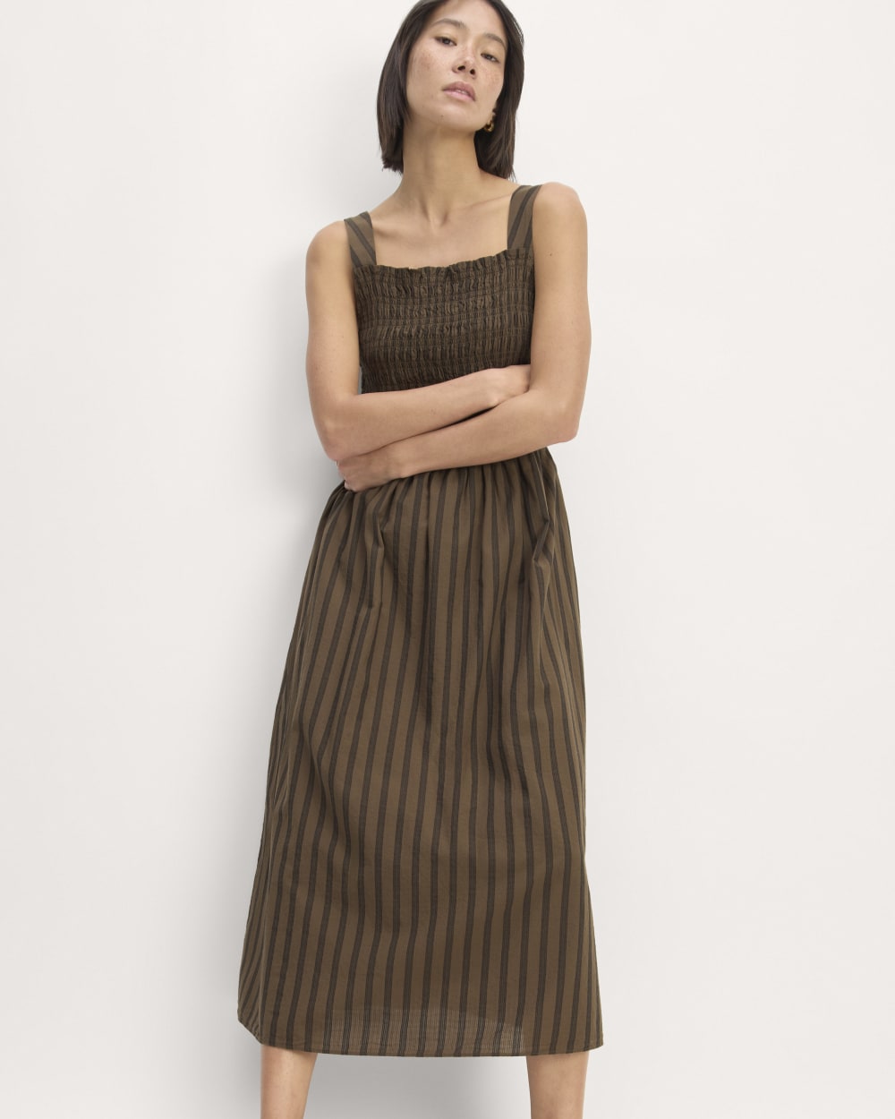 The Gauze Smock Dress | Cocoa / Black - Image 3