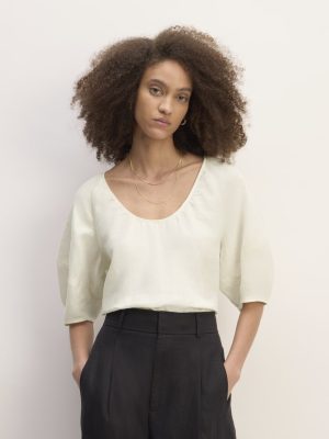 The Scoop Top in Linen | Bone