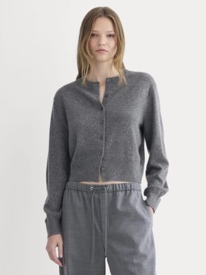 Cashmere Cropped Cardigan | Heather Charcoal