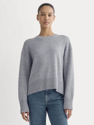 The Boxy Sweater in Everyday Cotton | Blue Indigo/Canvas Twist