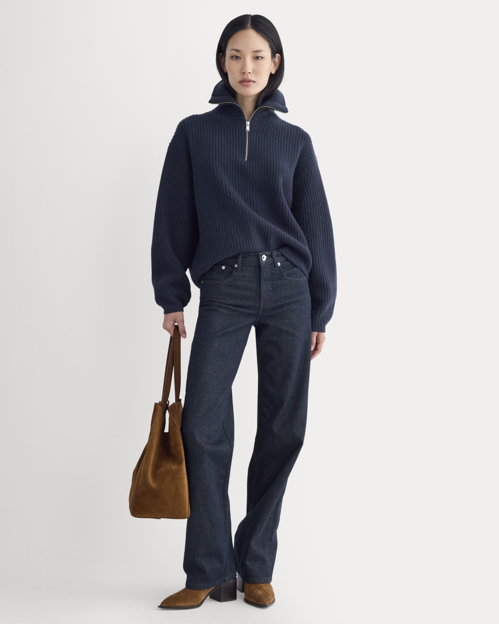 The Half-Zip Sweater in Luxe Merino | Navy - Image 3