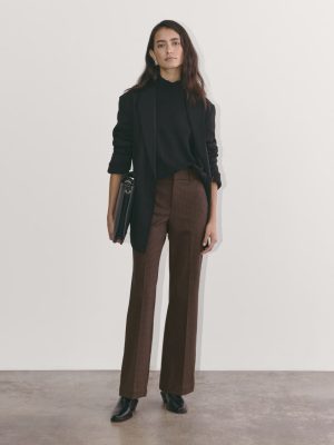 The Bi-Stretch Flare Pant | Brown Houndstooth