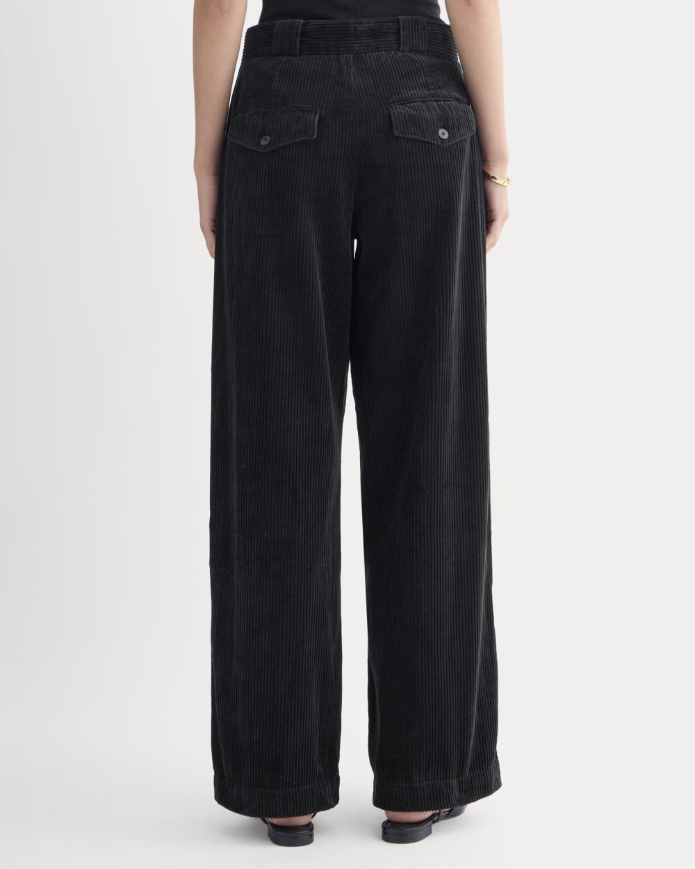 Corduroy Wide-Leg Trouser | Black - Image 5