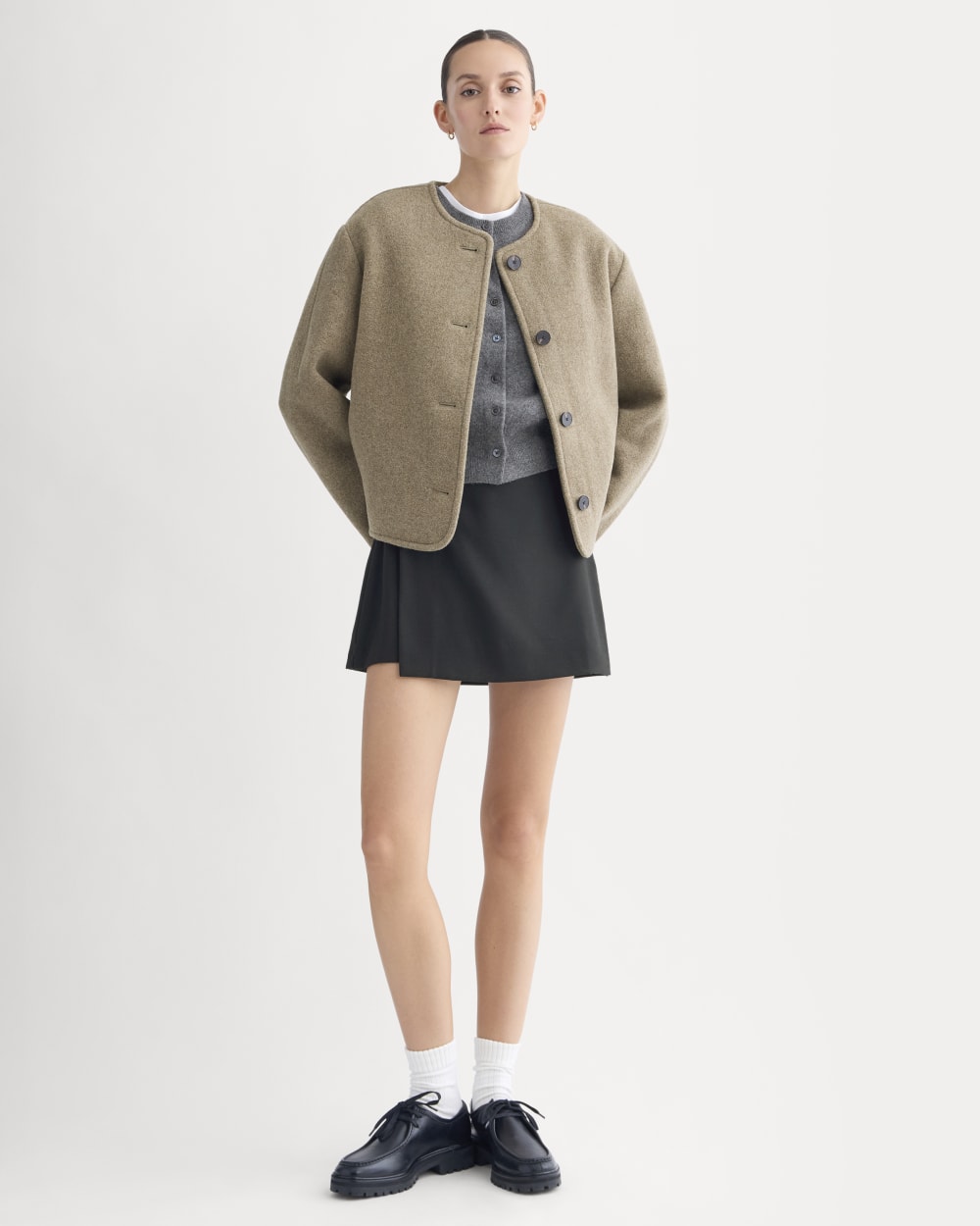 The Cocoon Coat in Wool | Heather Taupe - Image 3