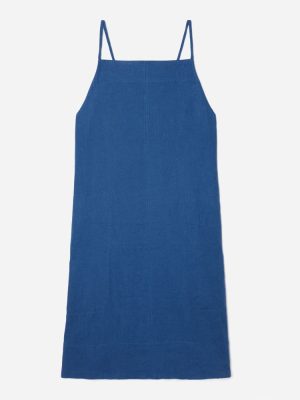 The Linen Apron Dress | Deep Blue