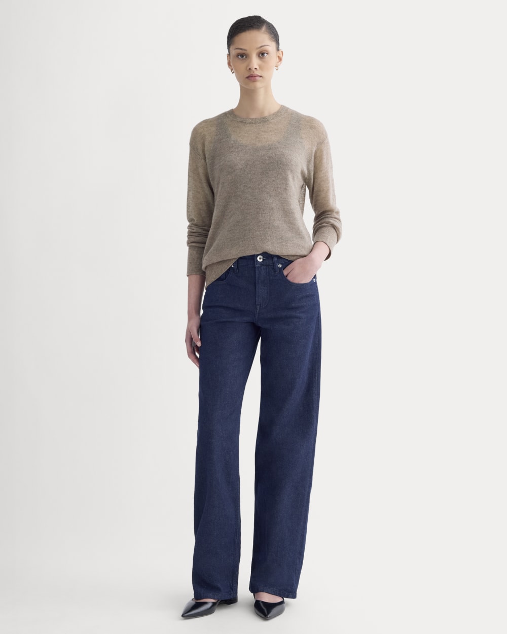 The Air Alpaca? Relaxed Crew Top | Heathered Chocolate Chip - Image 3