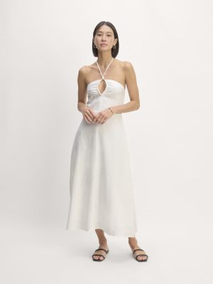 The Linen Halter-Neck Dress | White