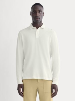 The Long-Sleeve Pique Polo | Bone