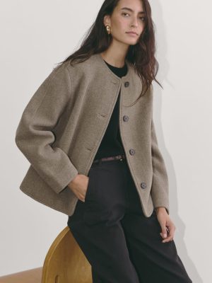The Cocoon Coat in Wool | Heather Taupe