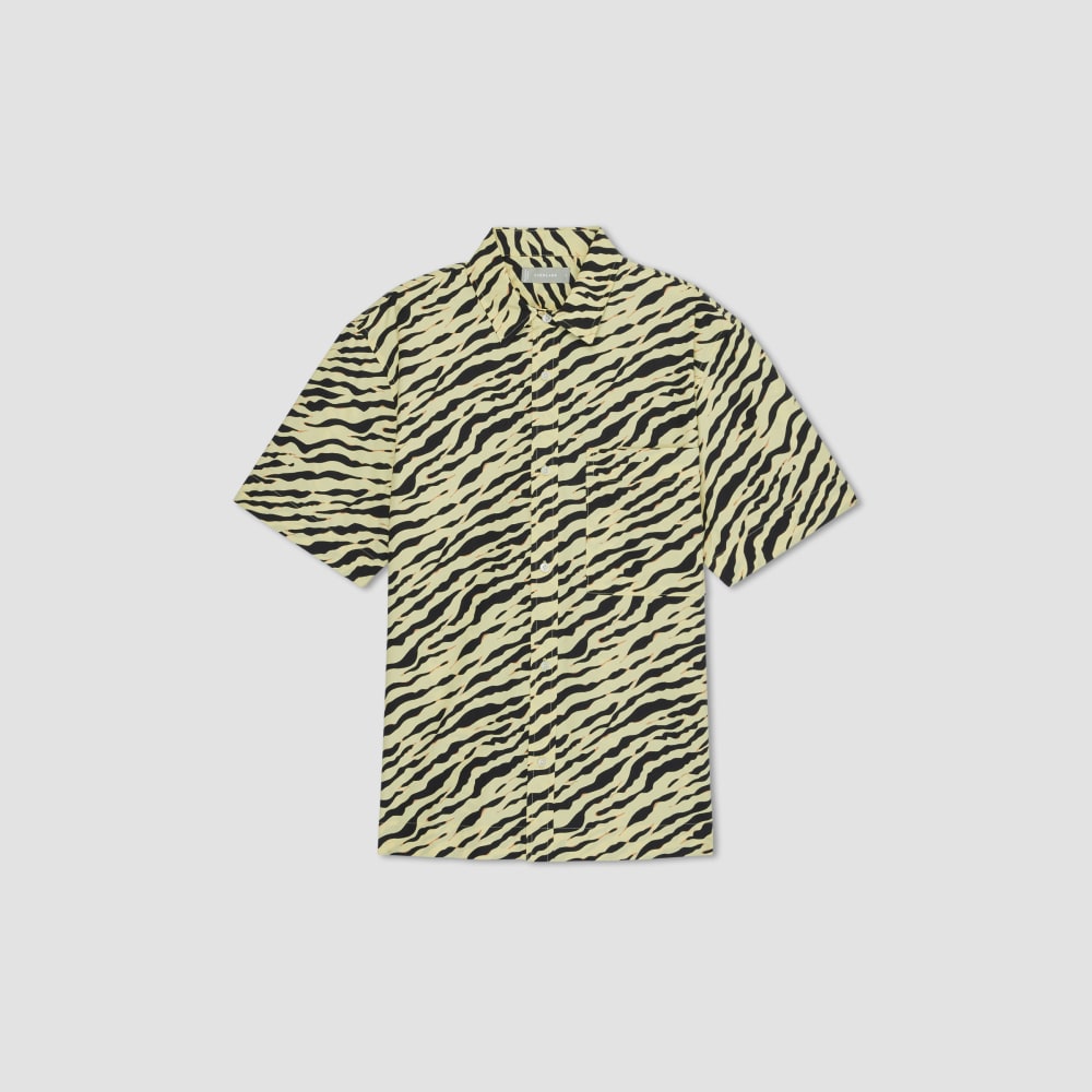 The Poplin Short-Sleeve Shirt | Pale Yellow Tiger Stripe - Image 2