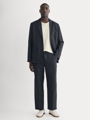 The Linen Pleated Trouser | Navy