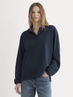 Oversized Pique Polo | Deep Navy