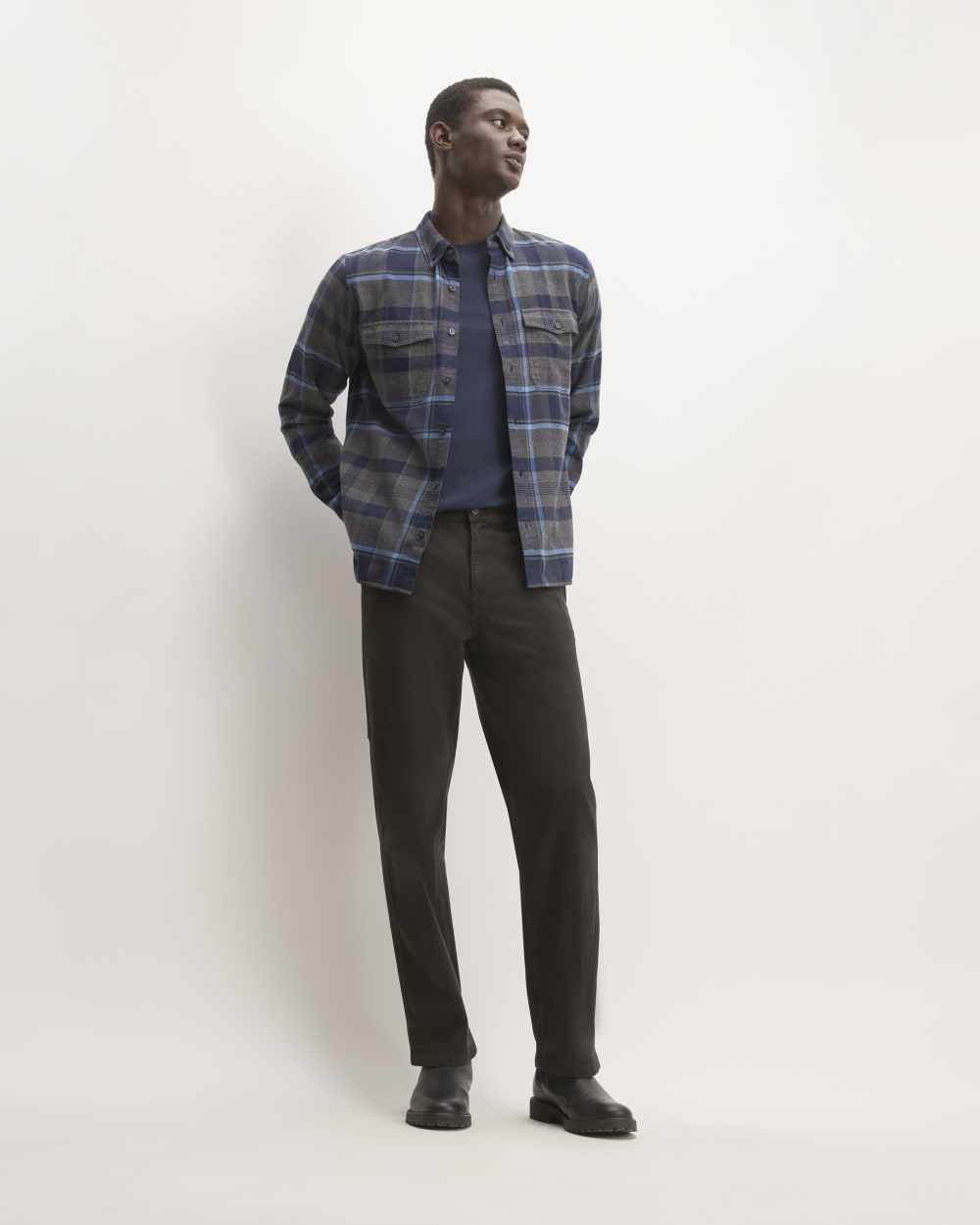 The Brushed Flannel Shirt | Heritage Blue / Black / Navy / Heather Charcoal - Image 3