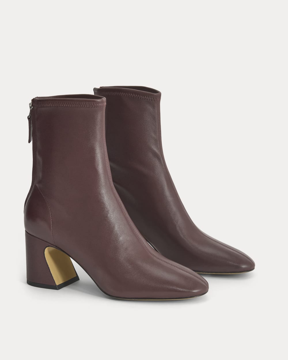 Leather Curved-Heel Boot | Burgundy - Image 2