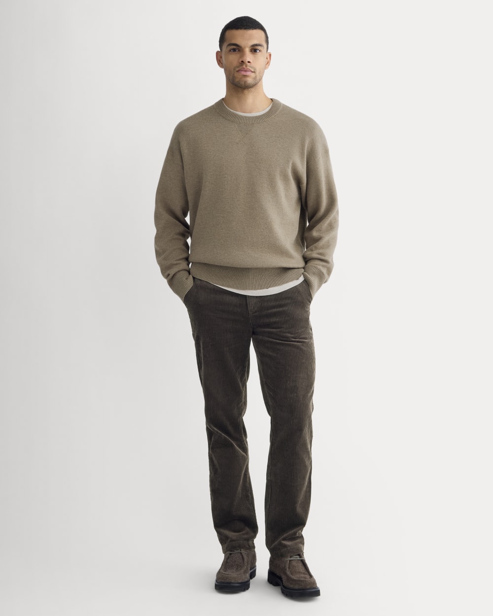 Luxe Merino Double-Knit Sweater | Taupe Melange - Image 3