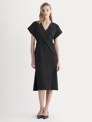 The Tie-Back Dress in Stretch Linen | Black