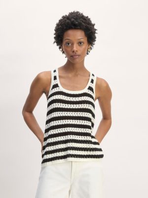 The Crochet Knit Tank | Bone / Black