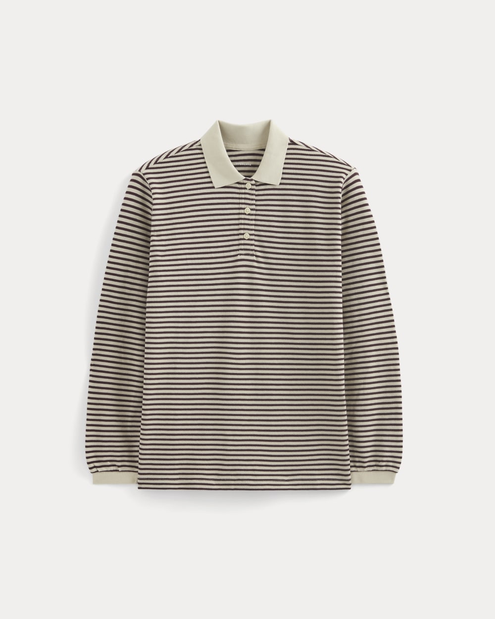 Oversized Pique Polo | Dusty Beige/Deep Plum Stripe - Image 2