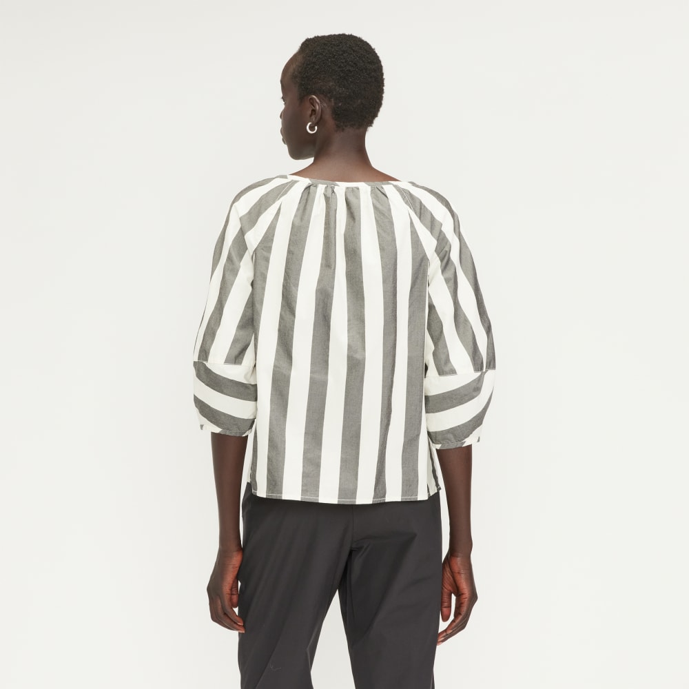 The Poplin Scoop-Neck Top | Bone / Black - Image 3