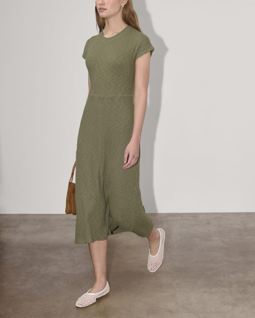 The Rib-Knit Cap-Sleeve Midi Dress | Kalamata - Image 4