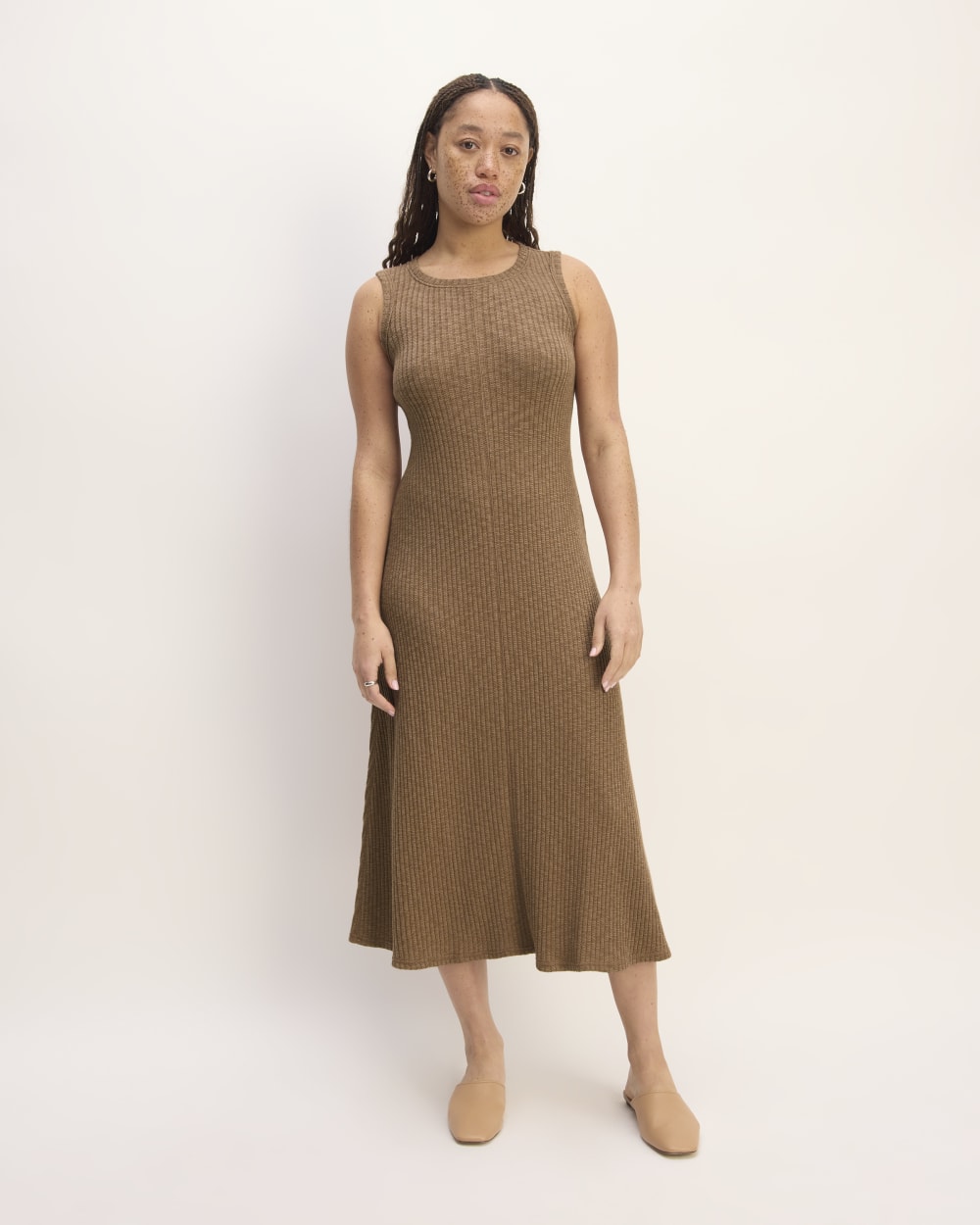 The Rib-Knit A-Line Tank Dress | Carob Brown