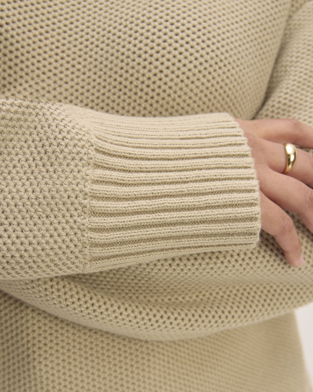 The Cotton Honeycomb Square Crew | Trench Coat Khaki - Image 5