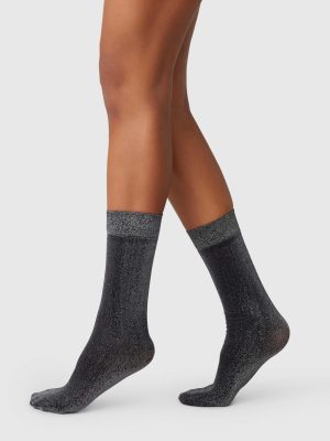 Ines Shimmery Socks |  Black