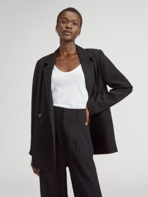 The Drapey City Stripe Blazer | Black